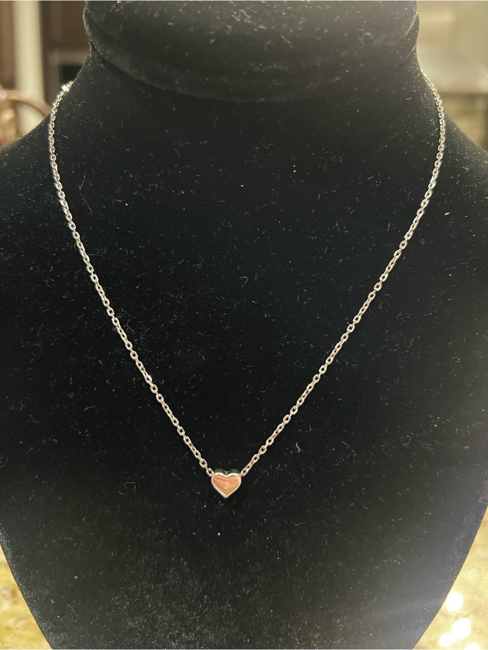 Sterling Silver Heart Pendant Necklace - with J letter